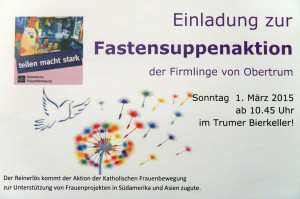Plakat der Firmgruppen zur Fastensuppe